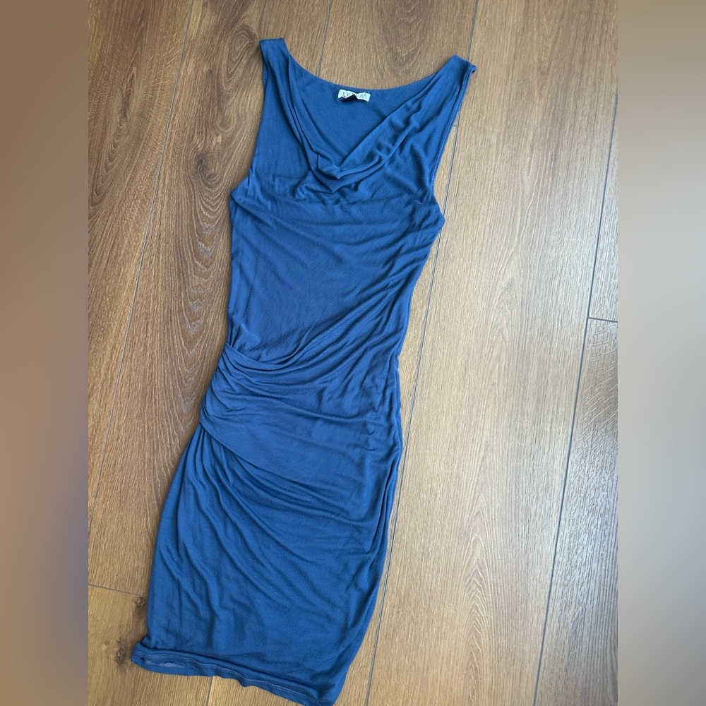 Soft luxurious Navy Blue Midi Dress by Velvet